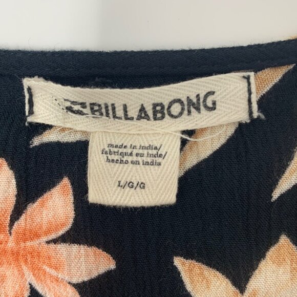 Billabong Black‎ with FLowers Rayon Women's Front Tie Cami Top Size Large - Picture 5 of 8